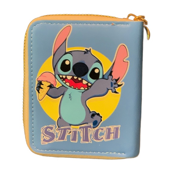 Ice Cream Stitch Faux Leather 4" Wallet Zipper Coin Pocket Credit Card Slot New - Picture 6 of 8